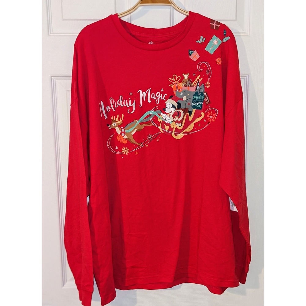 Disney Holiday Magic 2023 Christmas Mickey Mouse Long Sleeve Shirt Size L NWT